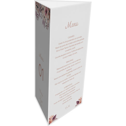 Menu Triangular de Mesa Valentina – Ponto e Papel